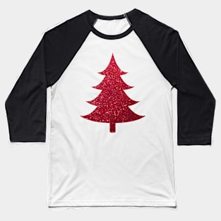 Minimalistic Red Faux Glitter Christmas Tree Baseball T-Shirt